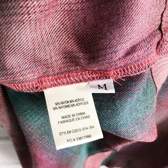 Cloth & Stone Lace Up Plaid Top Size Medium - Picture 5 of 5